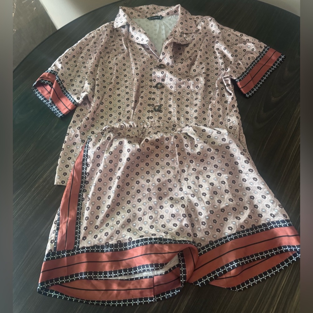 Stylish Patterned Short Sleeve two piece set